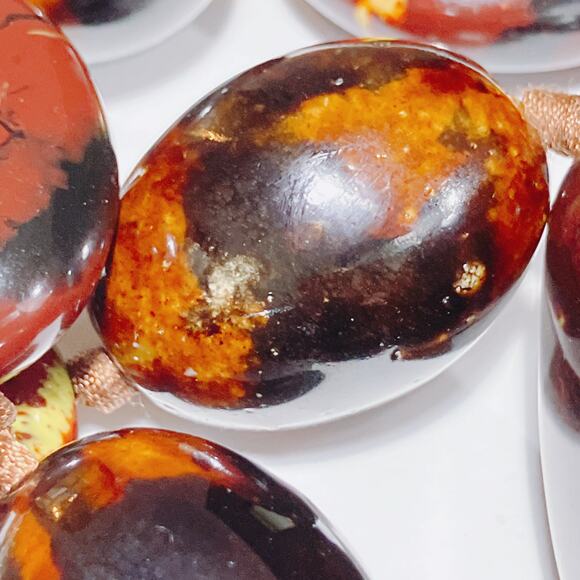 Vintage Italian Glazed Ceramic Chunky Beaded Necklace Brown Boho 1990s Statement - Picture 15 of 15